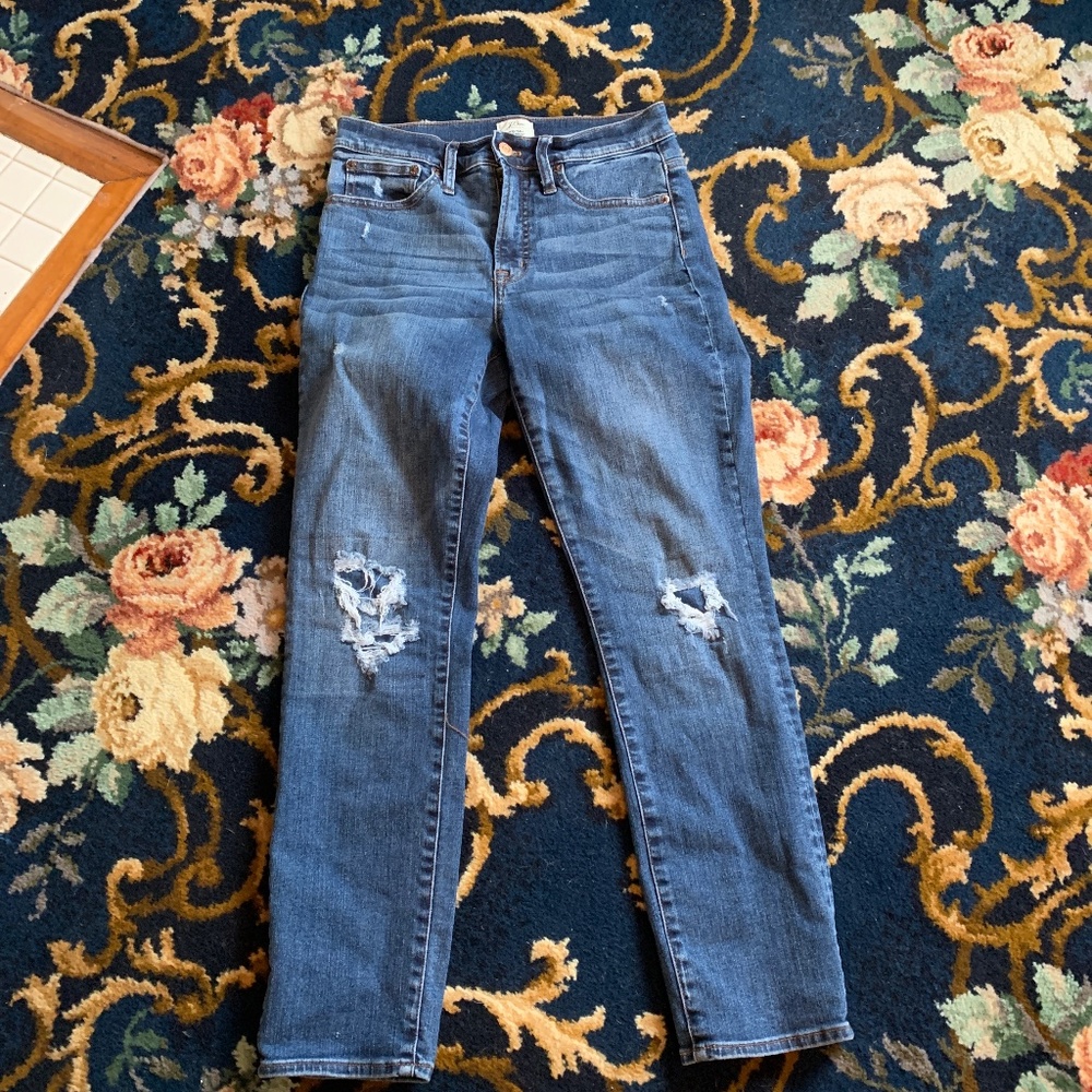 J.Crew vintage straight ankle stretch distressed jeans. Worn about 5x